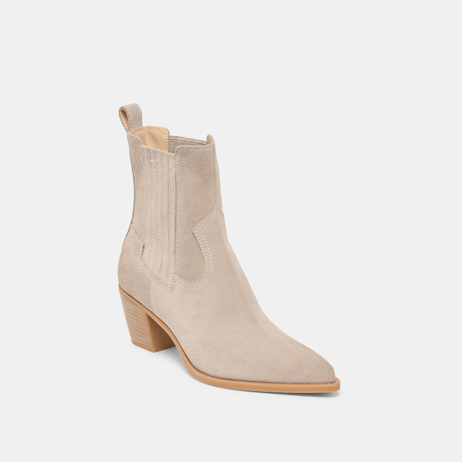 slim booties taupe suede