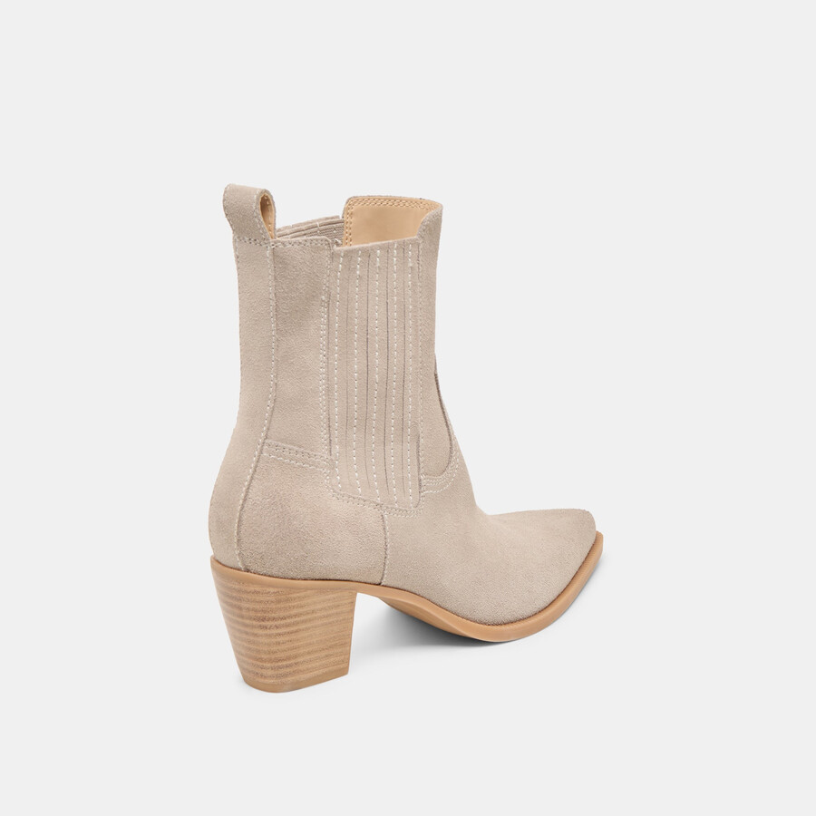 slim booties taupe suede