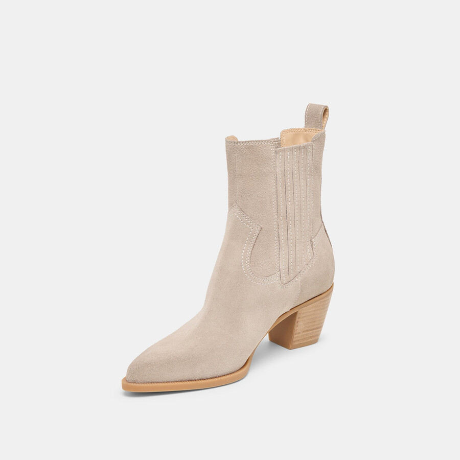 slim booties taupe suede
