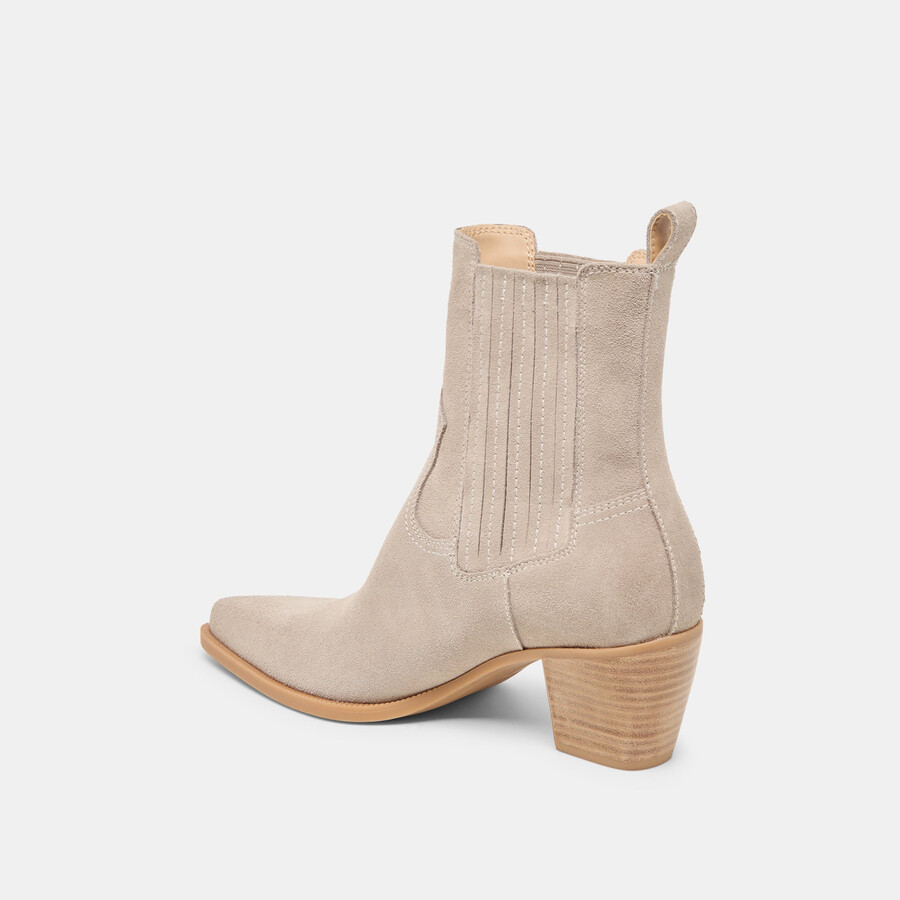 slim booties taupe suede