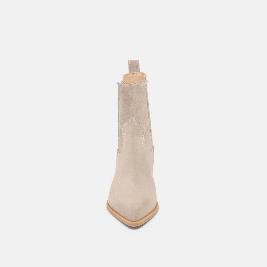 slim booties taupe suede