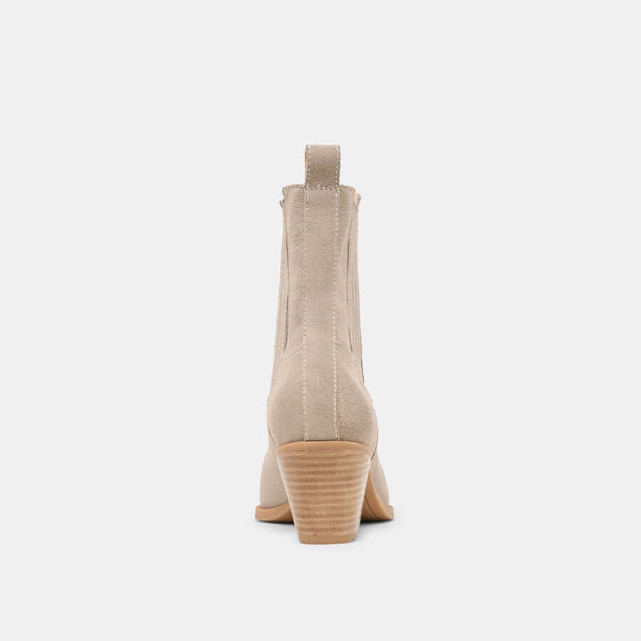 slim booties taupe suede