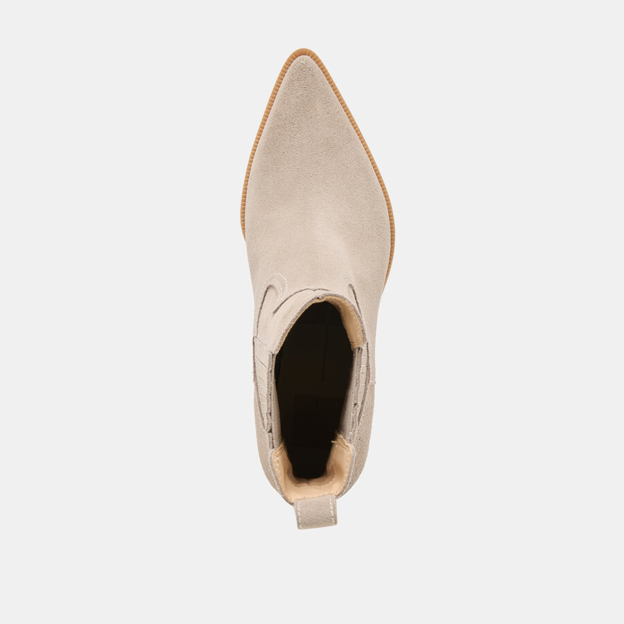 slim booties taupe suede