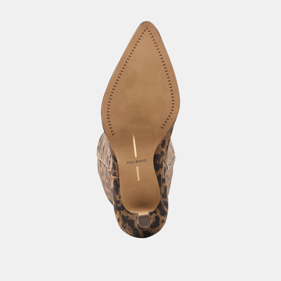 aldy wide calf boots brown leopard printed suede