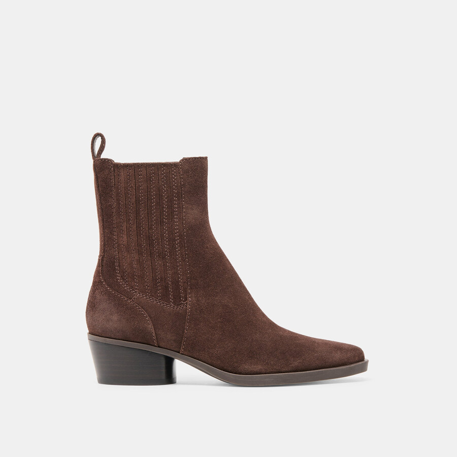 faint h2o booties dk brown suede