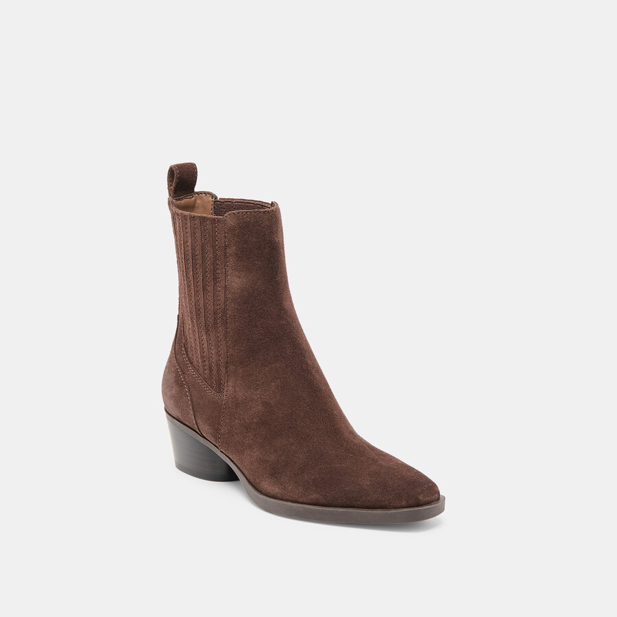 faint h2o booties dk brown suede