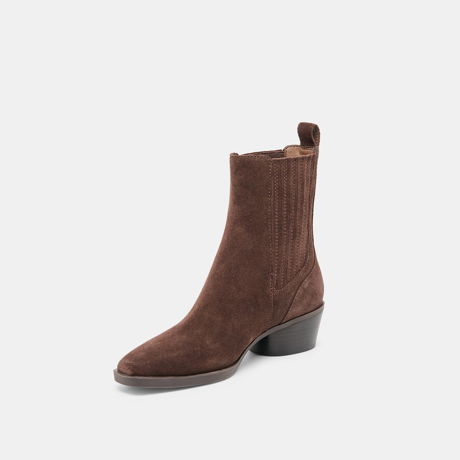 faint h2o booties dk brown suede