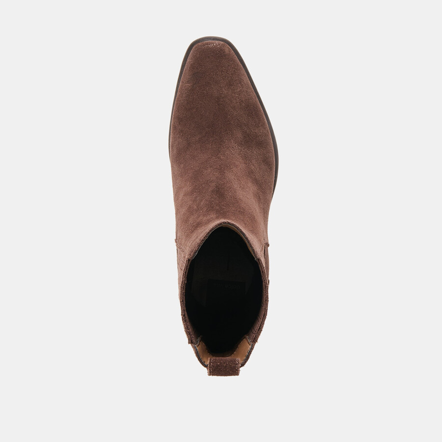 faint h2o booties dk brown suede