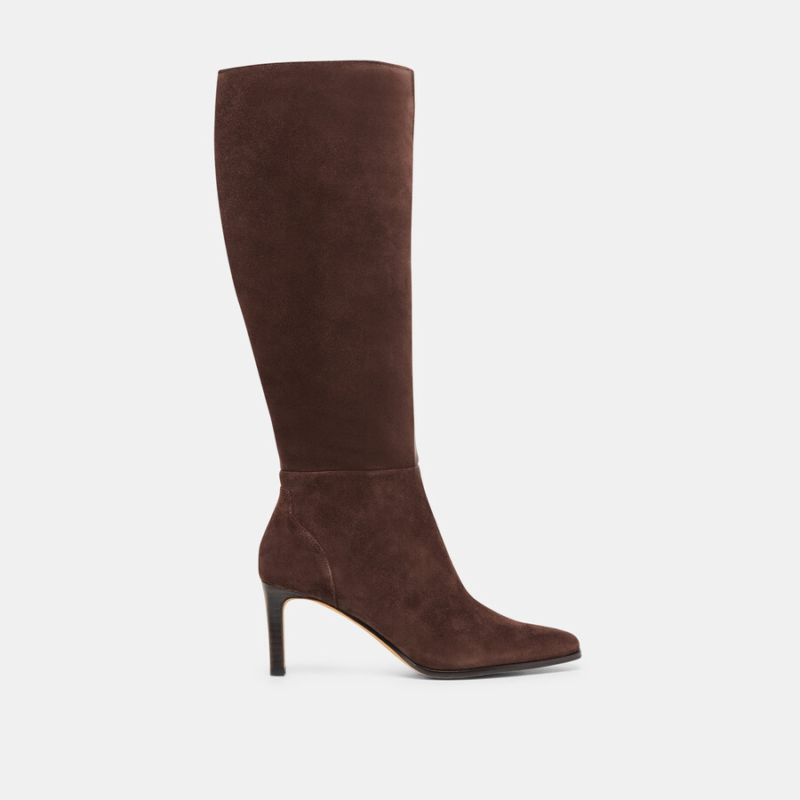 emmi wide calf boots dk brown suede