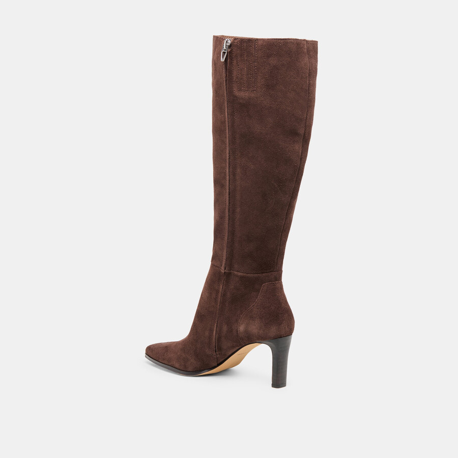 emmi wide calf boots dk brown suede