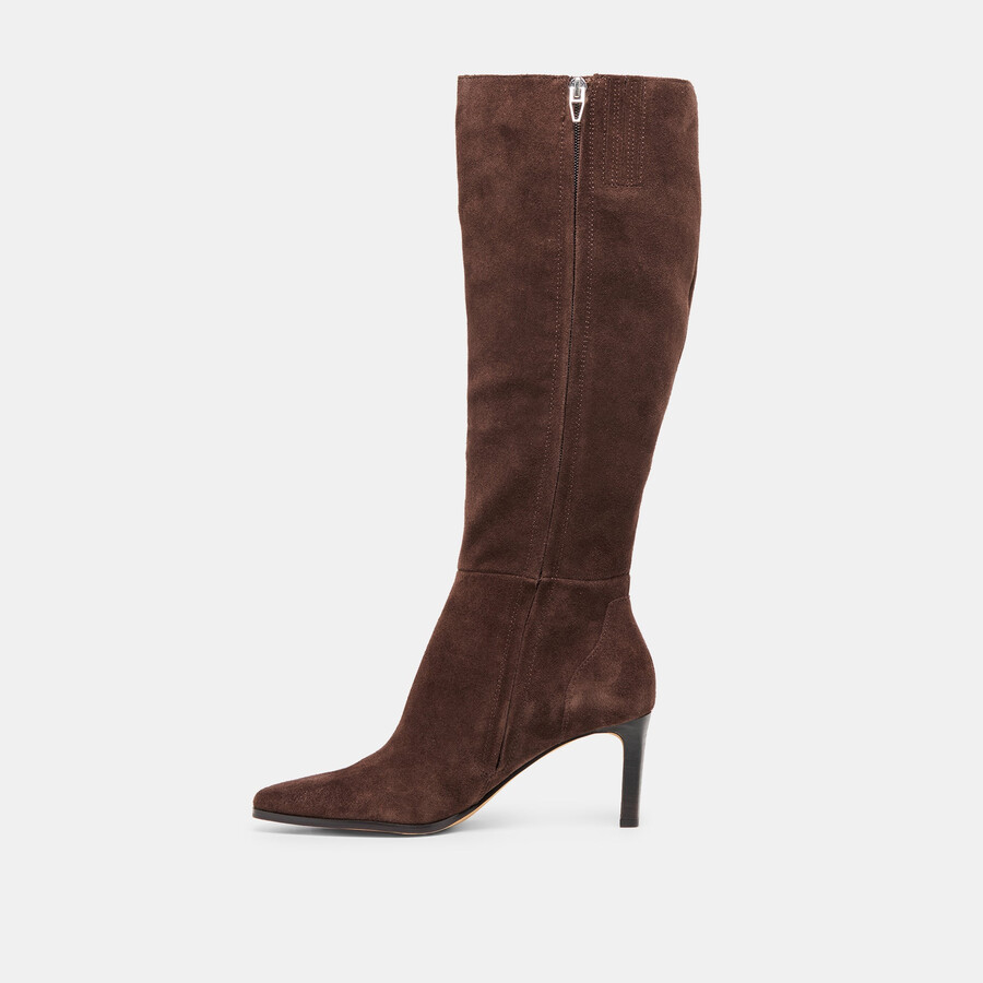 emmi wide calf boots dk brown suede