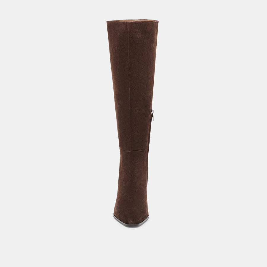 emmi wide calf boots dk brown suede