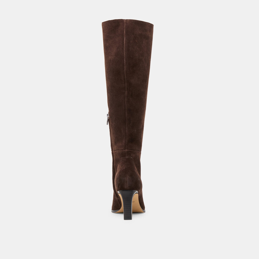 emmi wide calf boots dk brown suede
