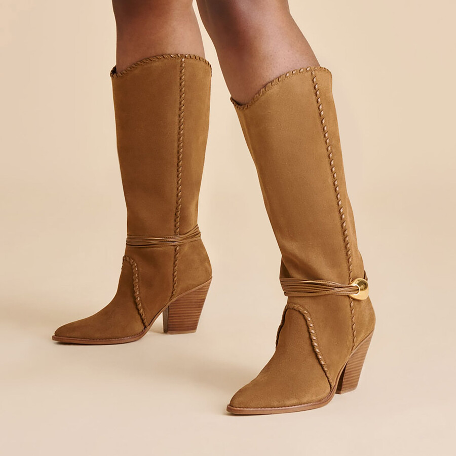 jody wide calf boots lt brown suede