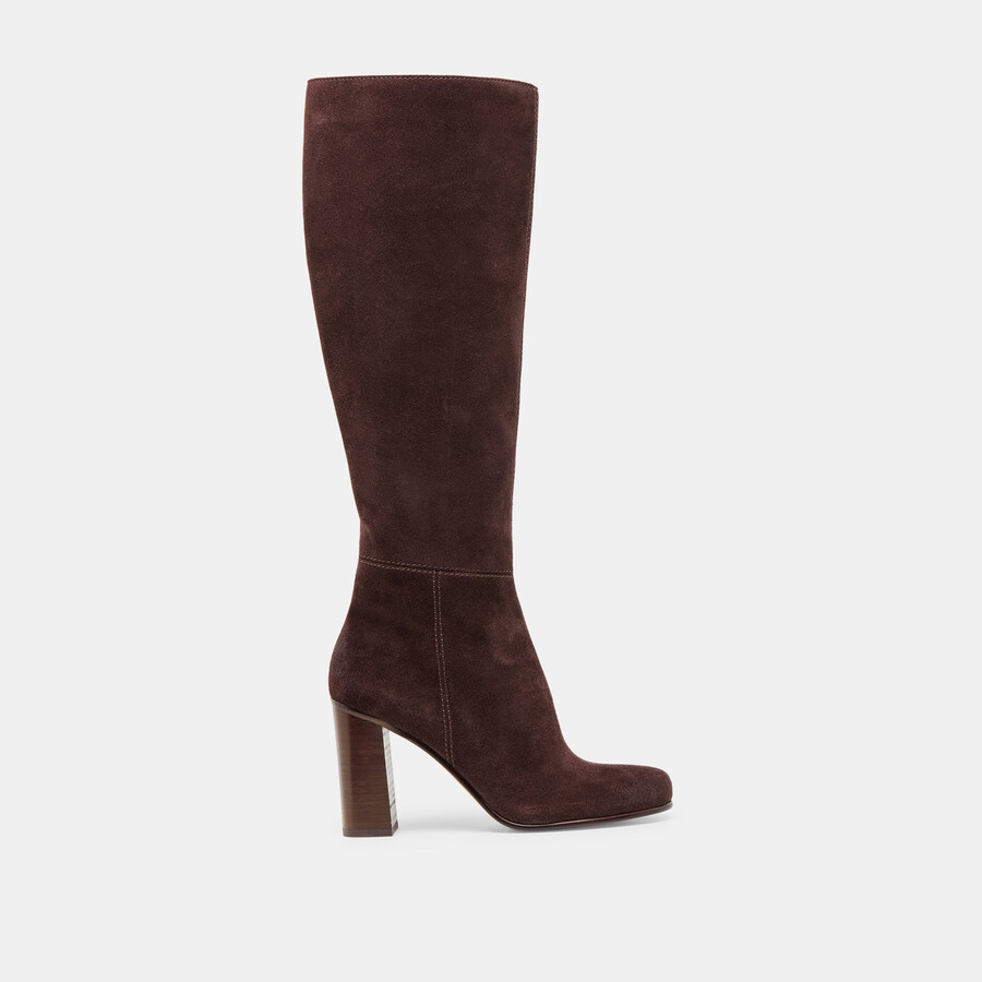 hudsin wide calf boots mahogany suede