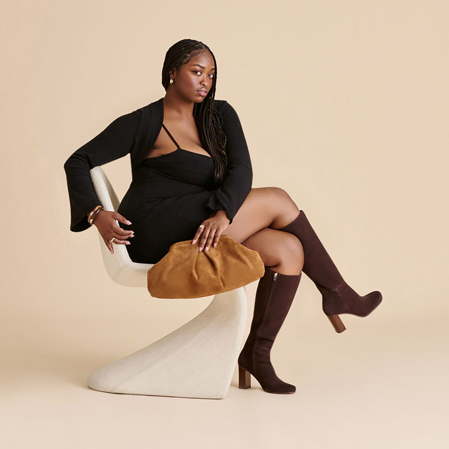 hudsin wide calf boots mahogany suede