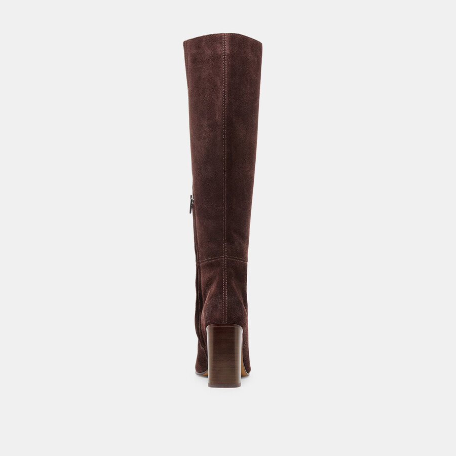 hudsin wide calf boots mahogany suede