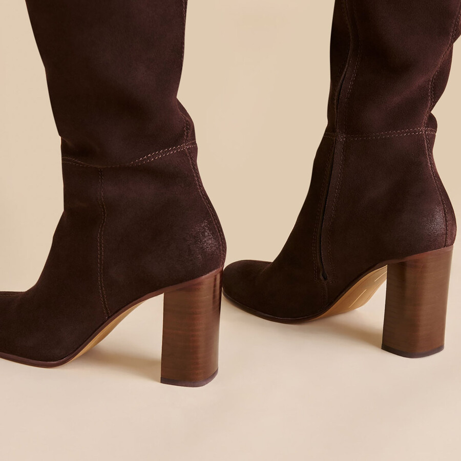hudsin wide calf boots mahogany suede