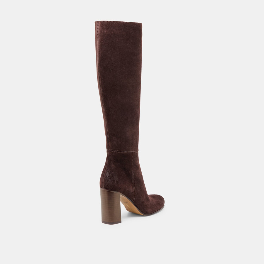 hudsin wide calf boots mahogany suede