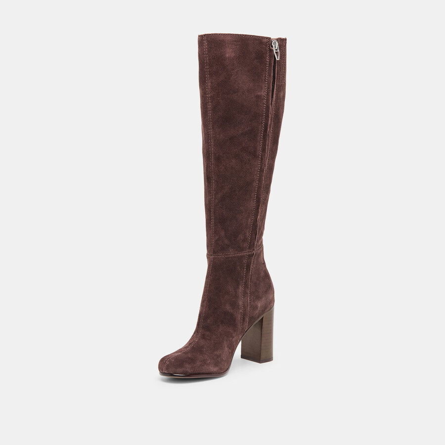 hudsin wide calf boots mahogany suede