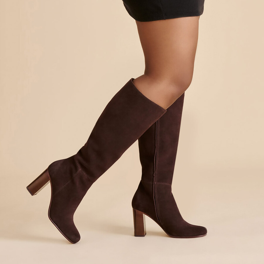 hudsin wide calf boots mahogany suede