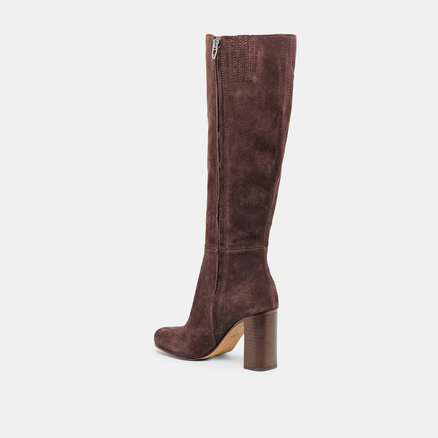 hudsin wide calf boots mahogany suede