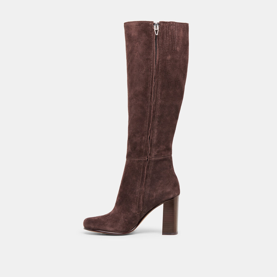 hudsin wide calf boots mahogany suede