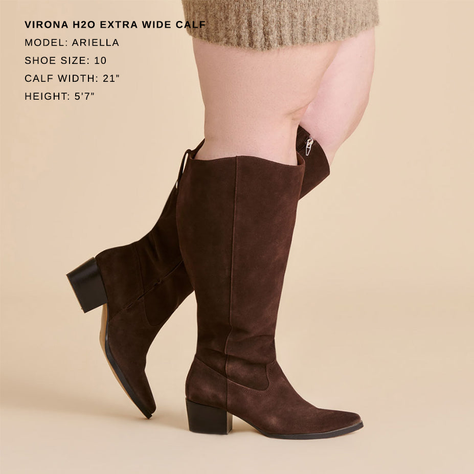 virona h2o extra wide calf boots dk brown suede