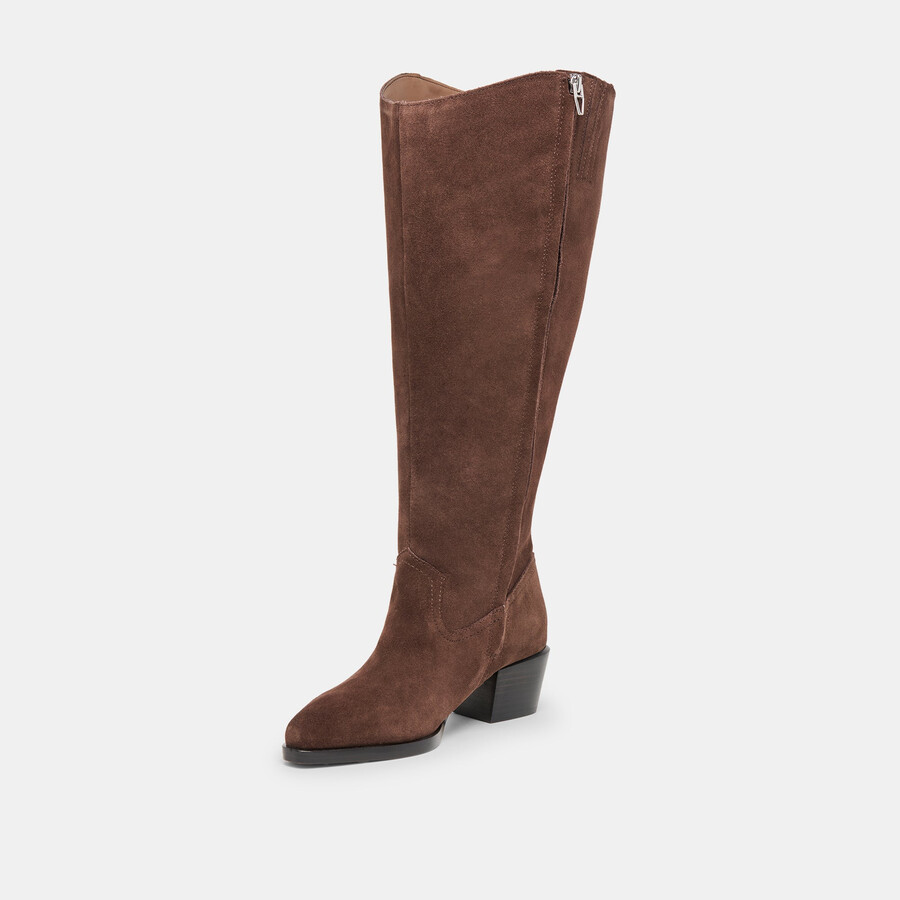 virona h2o extra wide calf boots dk brown suede