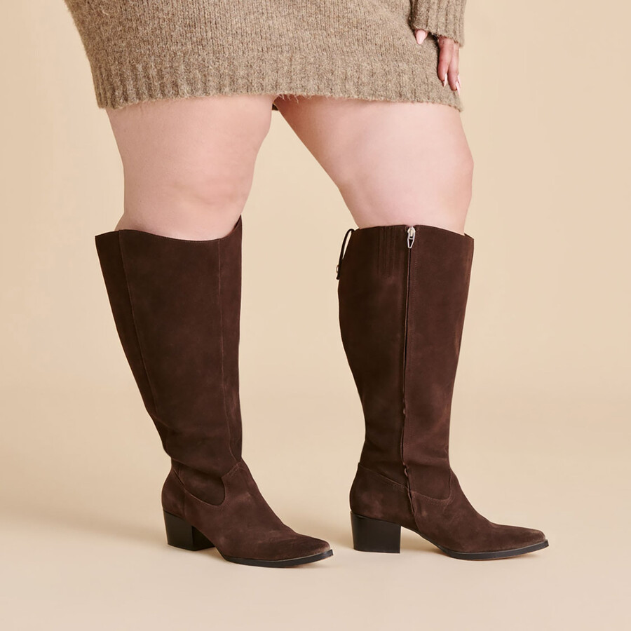 virona h2o extra wide calf boots dk brown suede
