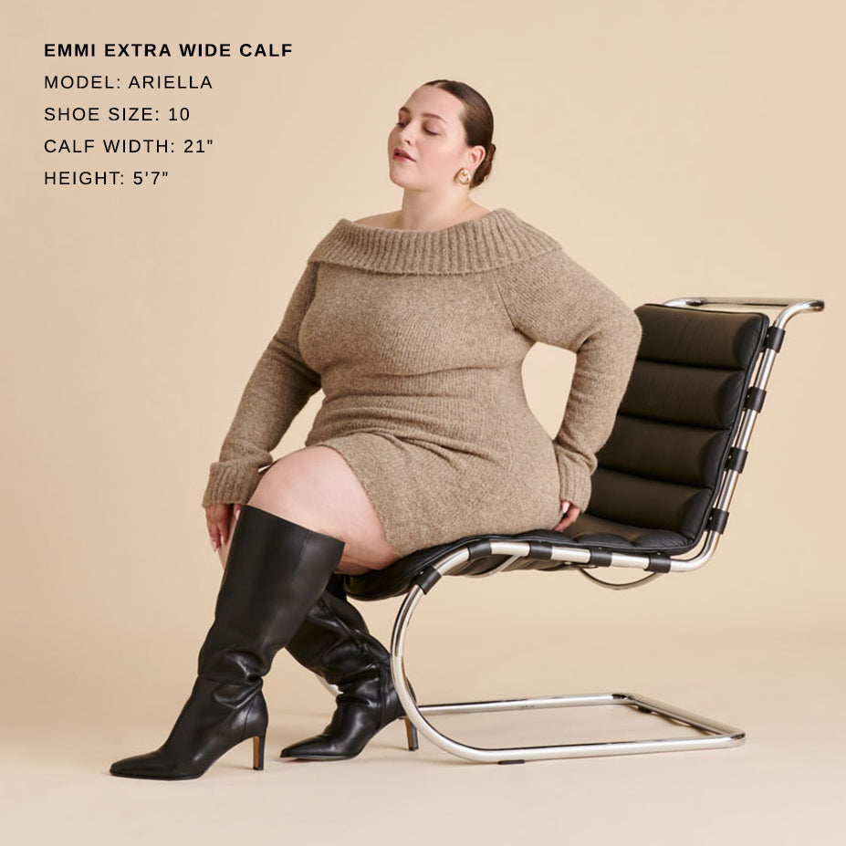 emmi extra wide calf boots black leather