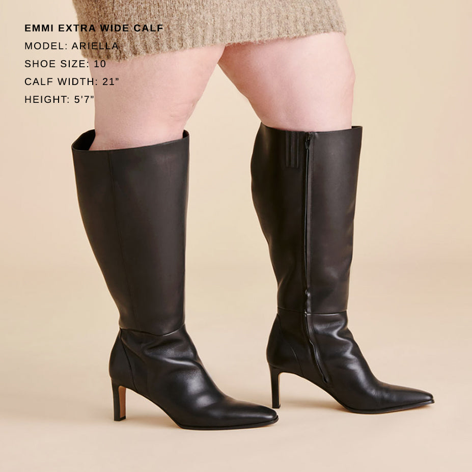 emmi extra wide calf boots black leather