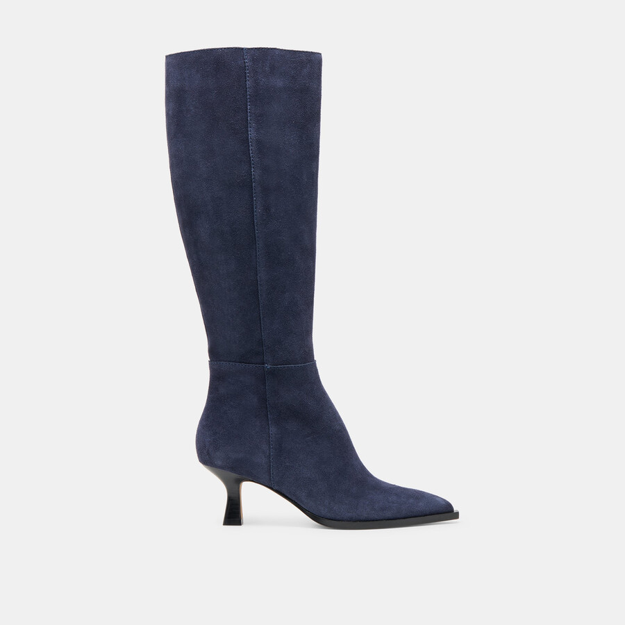 auggie wide calf boots navy suede
