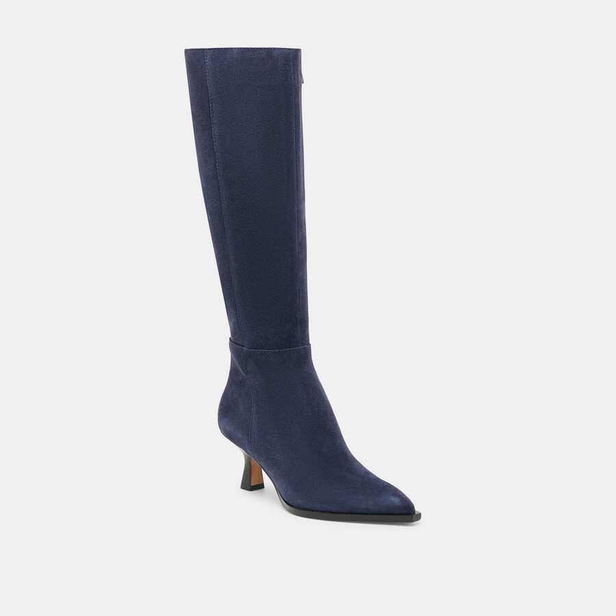 auggie wide calf boots navy suede
