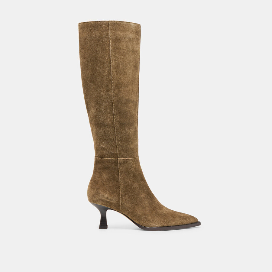 auggie wide calf boots olive suede