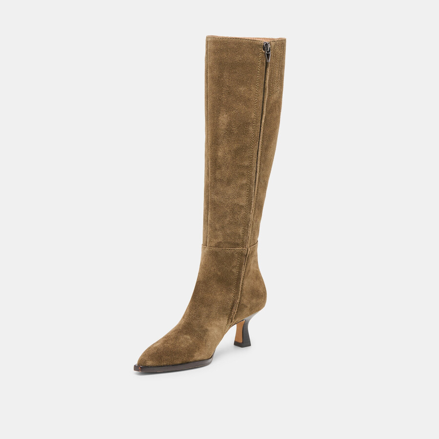 auggie wide calf boots olive suede