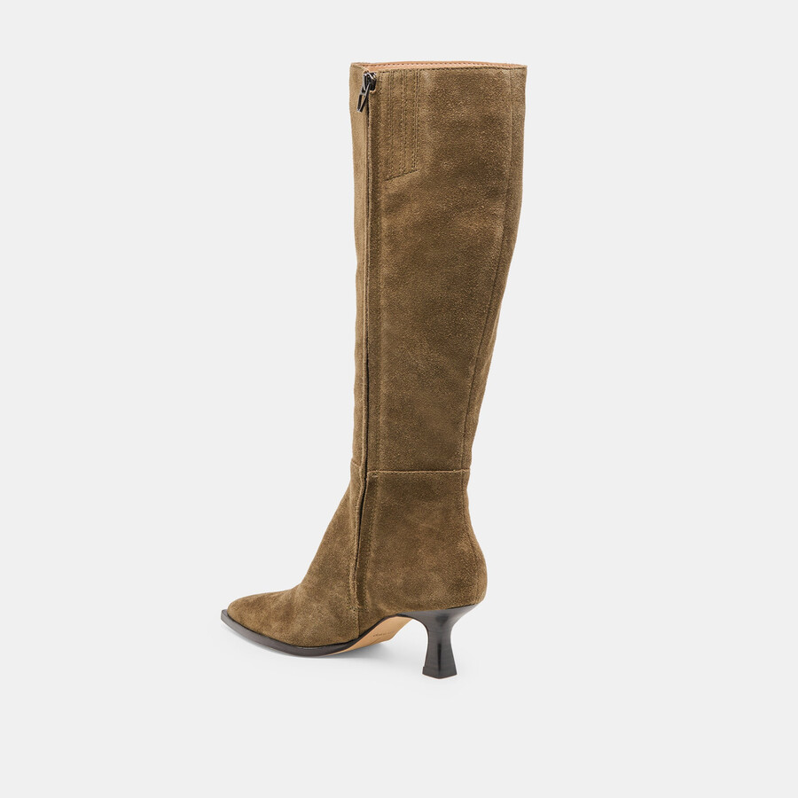 auggie wide calf boots olive suede