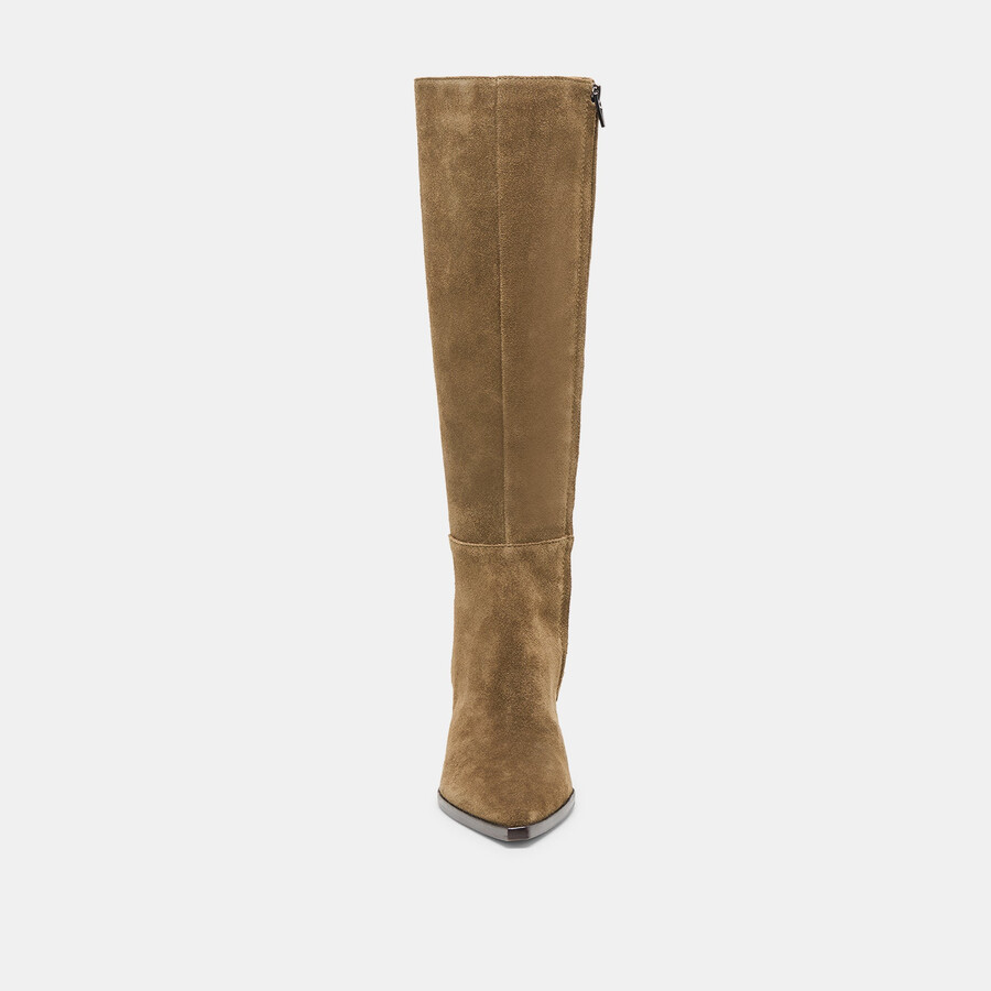 auggie wide calf boots olive suede