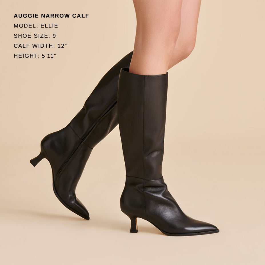 auggie narrow calf boots black leather