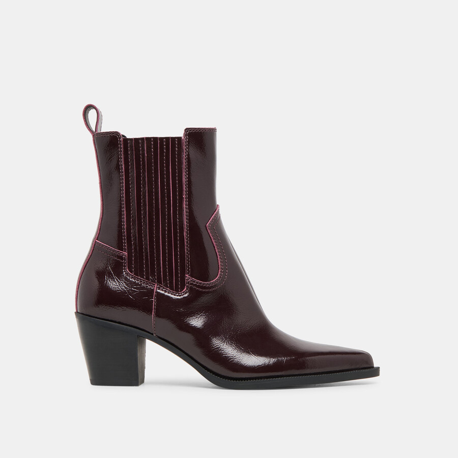 slim booties mulberry crinkle patent