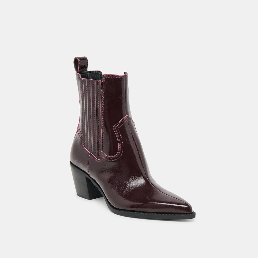 slim booties mulberry crinkle patent