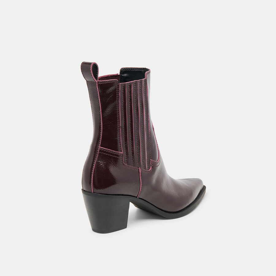 slim booties mulberry crinkle patent