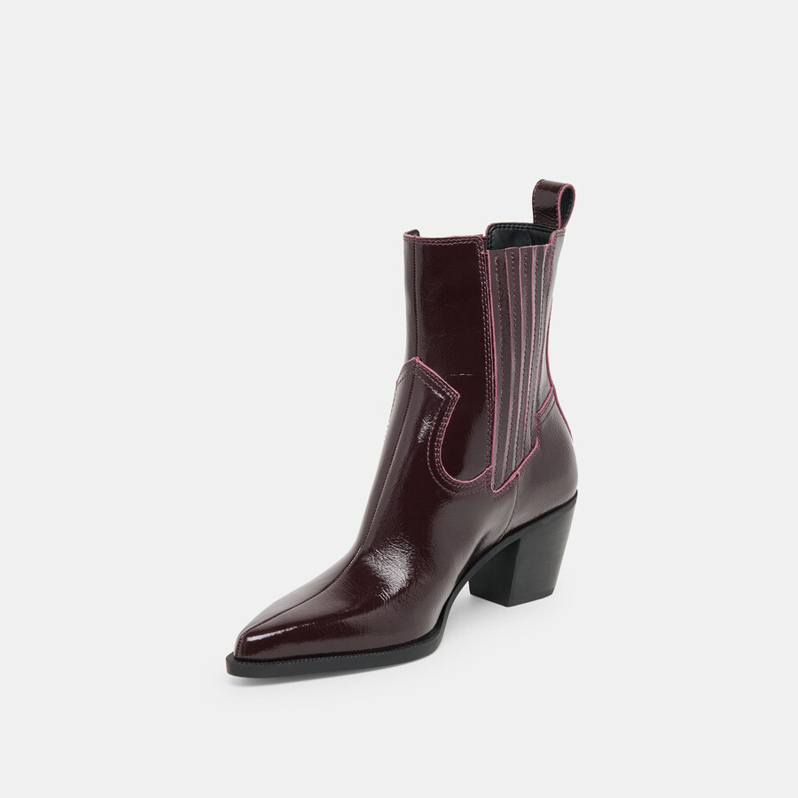 slim booties mulberry crinkle patent