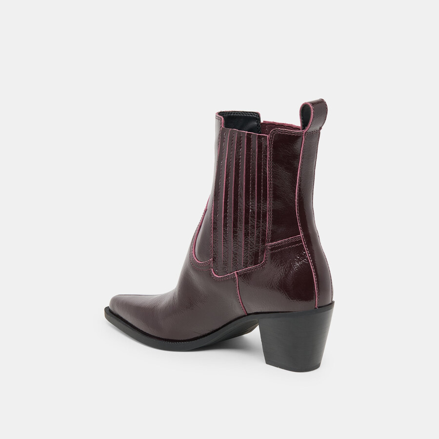 slim booties mulberry crinkle patent