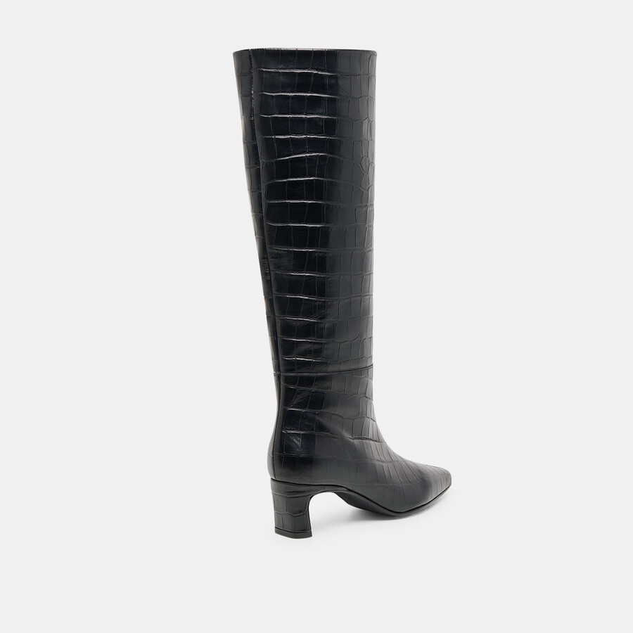 trixi boots noir croco embossed leather