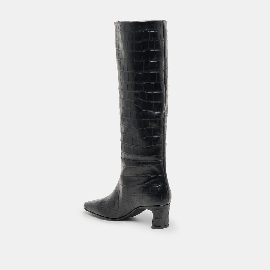trixi boots noir croco embossed leather