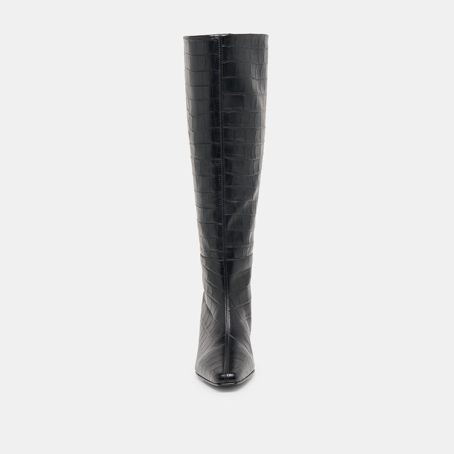 trixi boots noir croco embossed leather