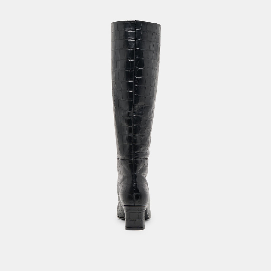trixi boots noir croco embossed leather