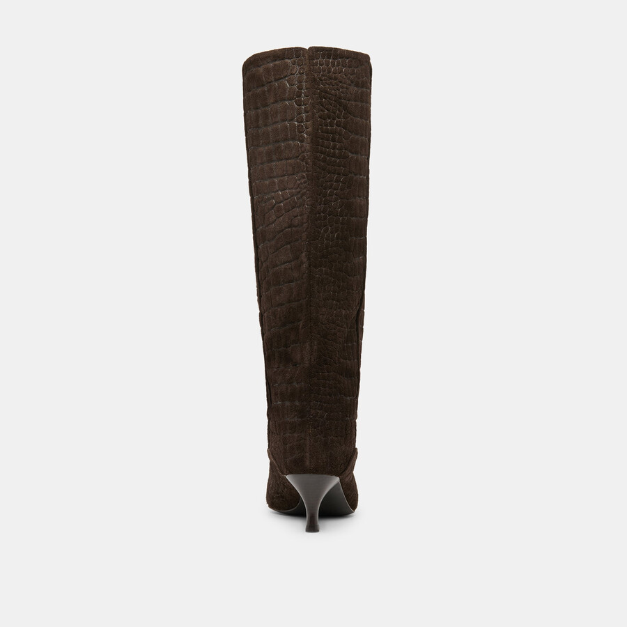 roxla boots dk chocolate croco embossed leather