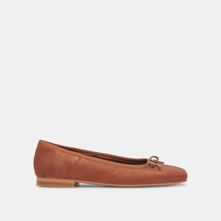 anisa wide ballet flats copper metallic suede